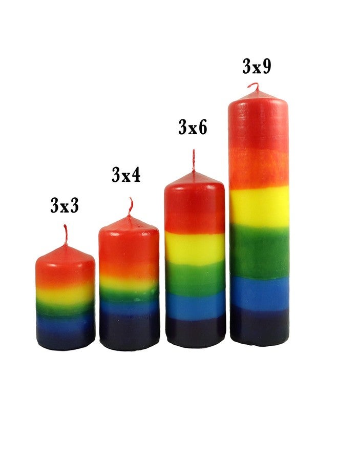 Candlestock Handmade Dripless Rainbow Pillar Candle - 3x9 Inches - Image 2